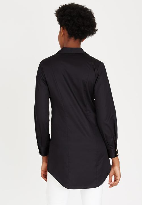 Closet London - Cross Over Shirt Black