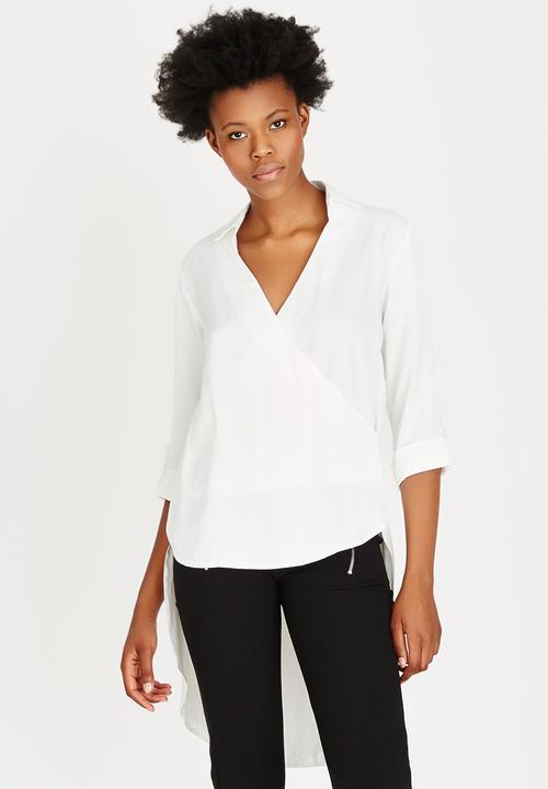 Closet London - Cross Over Hi-Low Shirt White