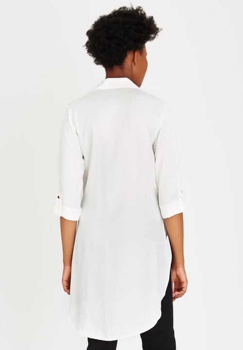 Closet London - Cross Over Hi-Low Shirt White