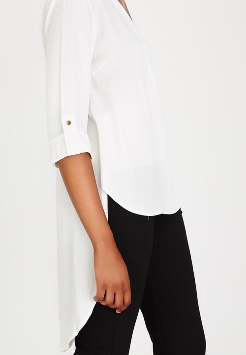 Closet London - Cross Over Hi-Low Shirt White