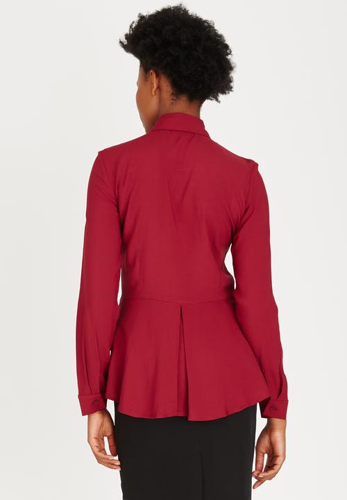 edit - Peplum Shirt Dark Red