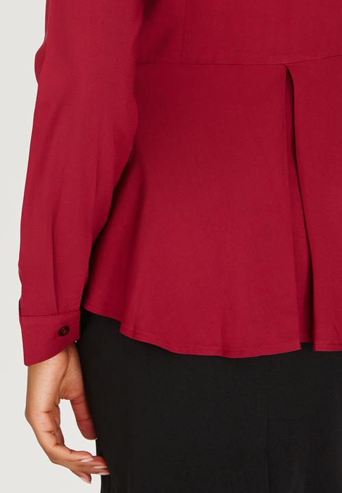 edit - Peplum Shirt Dark Red