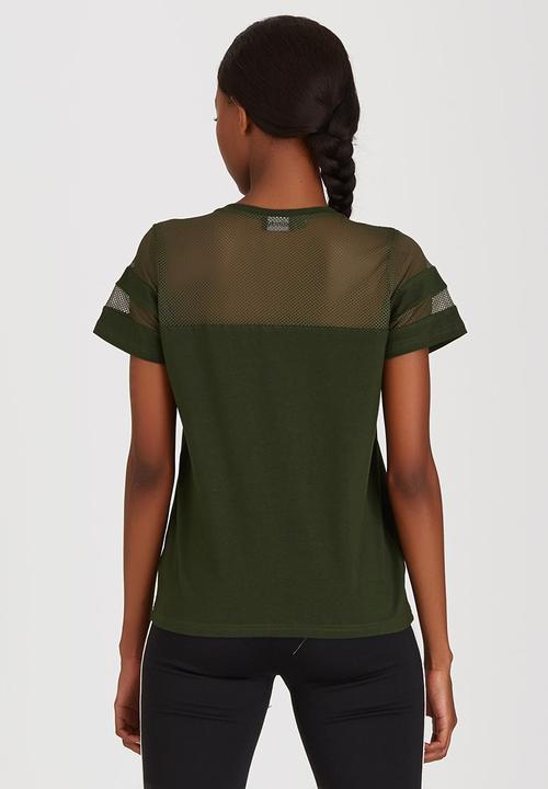 c(inch) - Mesh Inset T-shirt Dark Green