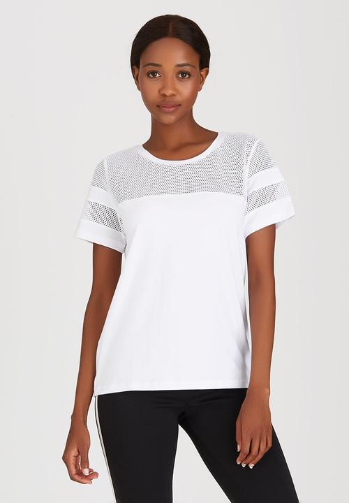 c(inch) - Mesh Inset T-shirt White