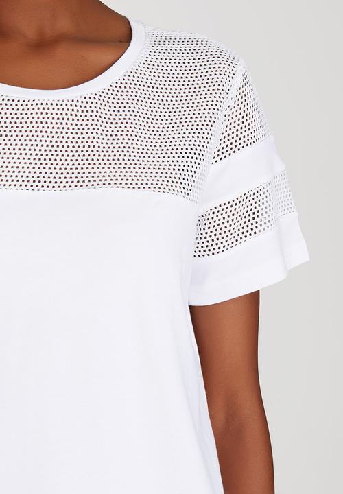c(inch) - Mesh Inset T-shirt White