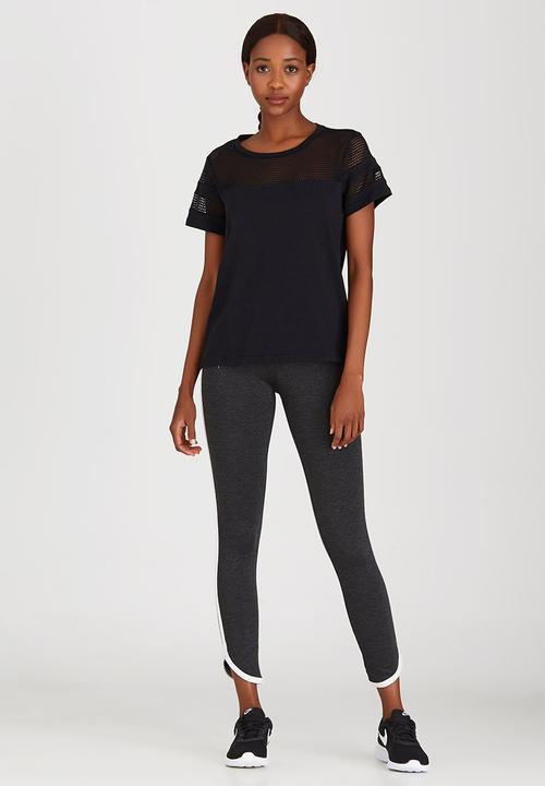 c(inch) - Mesh Inset T-shirt Black