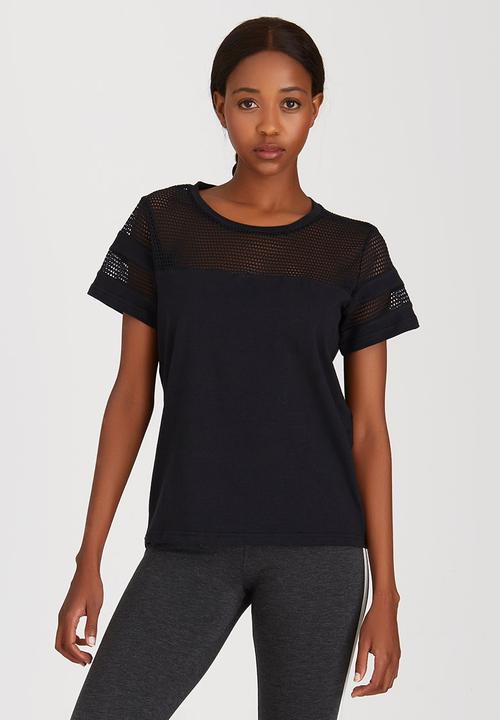 c(inch) - Mesh Inset T-shirt Black