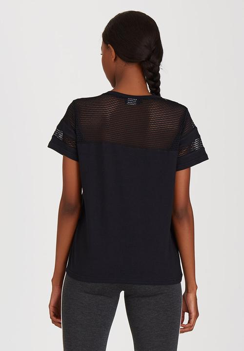 c(inch) - Mesh Inset T-shirt Black