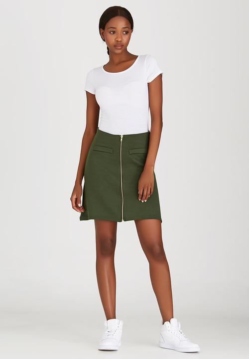 c(inch) - Zip Mini Skirt Dark Green