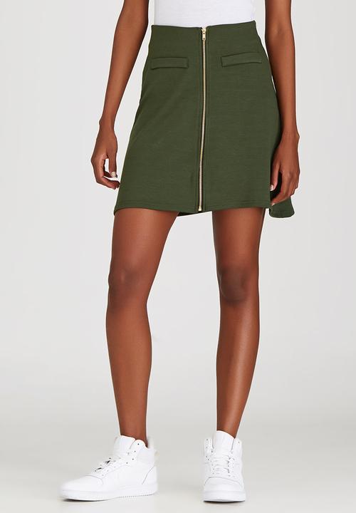 c(inch) - Zip Mini Skirt Dark Green