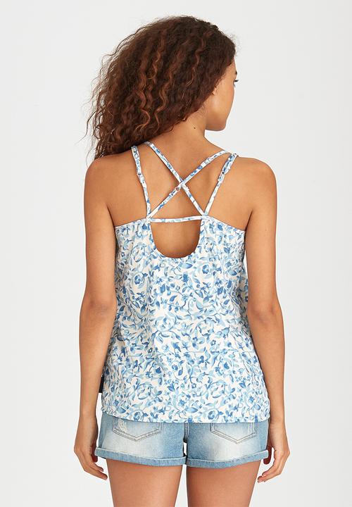 Lizzy - Floral Angelou Cami Mid Blue