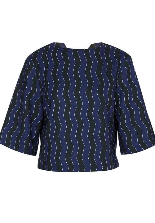 Rich Mnisi - Zig-zag Printed Boxy Tee Navy