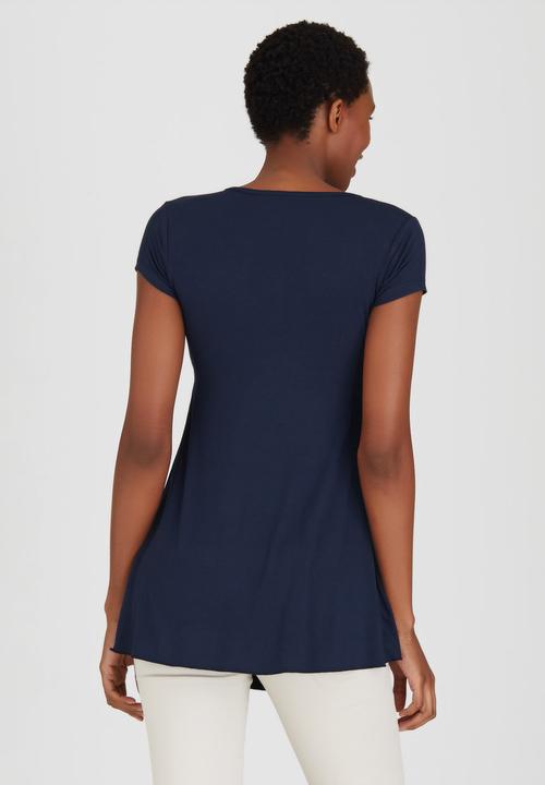 Cherry Melon - Cap Sleeve Smocked Top Navy