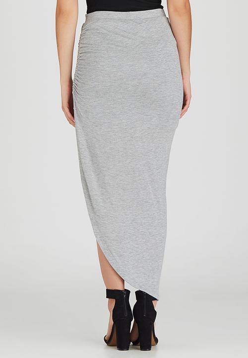 ONLY - New Ria Ruched Skirt with High Slit Pale Grey