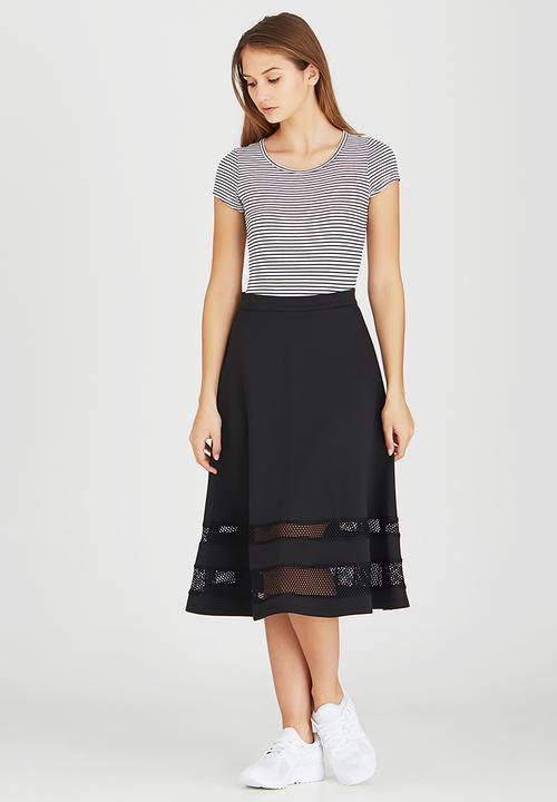 STYLE REPUBLIC - Mesh Inset Midi Skirt Black