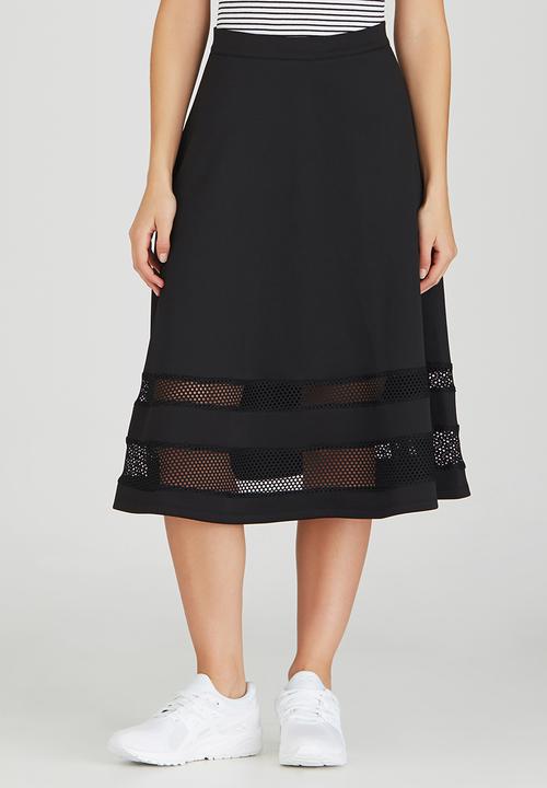 STYLE REPUBLIC - Mesh Inset Midi Skirt Black