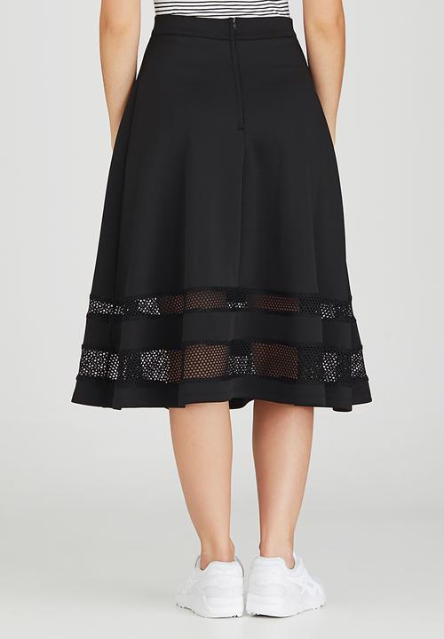 STYLE REPUBLIC - Mesh Inset Midi Skirt Black