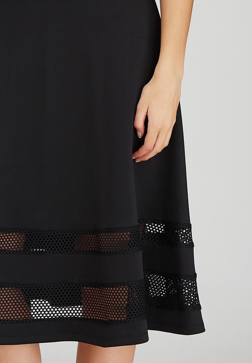 STYLE REPUBLIC - Mesh Inset Midi Skirt Black