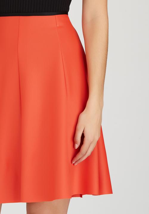 c(inch) - Fit and Flare Midi Skirt Orange
