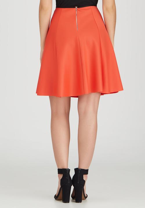 c(inch) - Fit and Flare Midi Skirt Orange