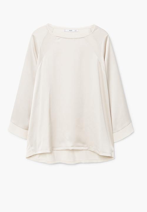 MANGO - Flowy Panel T-shirt Off White
