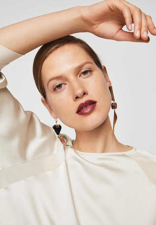 MANGO - Flowy Panel T-shirt Off White