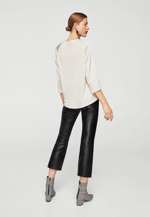 MANGO - Flowy Panel T-shirt Off White