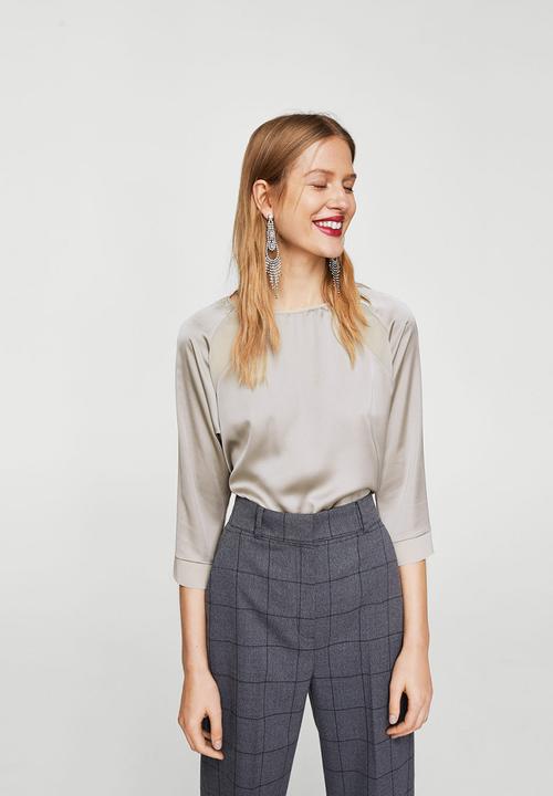 MANGO - Flowy Panel T-shirt Beige