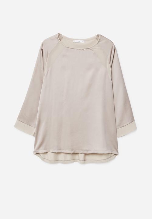 MANGO - Flowy Panel T-shirt Beige