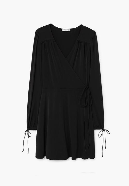 MANGO - Wrap Neckline Dress Black