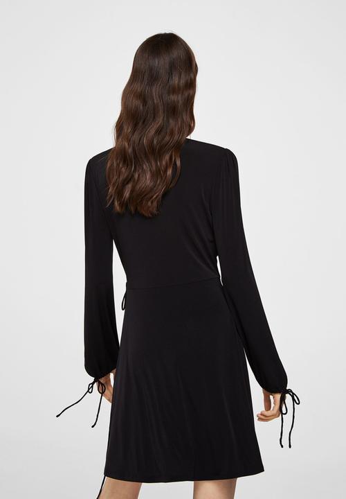 MANGO - Wrap Neckline Dress Black