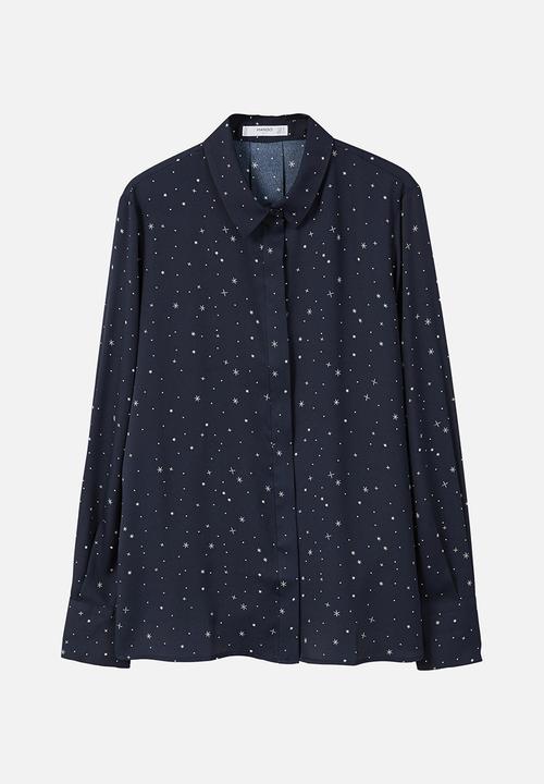 MANGO - Printed Shirt Navy