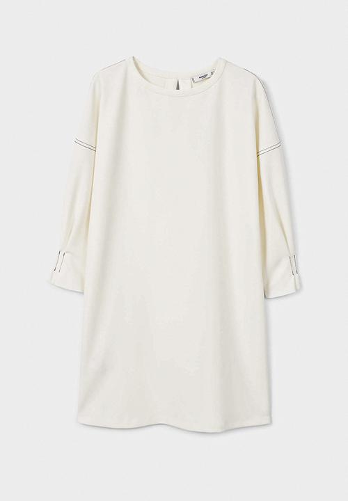 MANGO - Contrast Seam Dress Off White