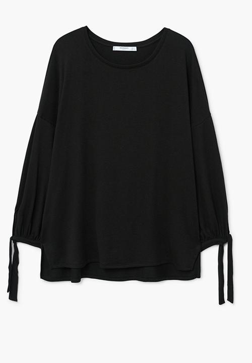 MANGO - Lace-up T-shirt Black