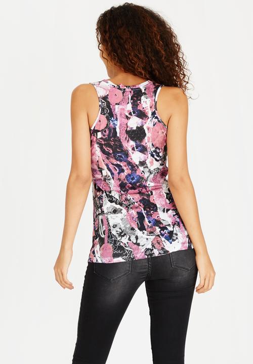 GUESS - Bloom Collage Tank Top Mid Pink