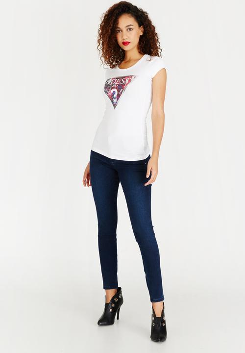 GUESS - R3 Floral Collage Logo Tee White