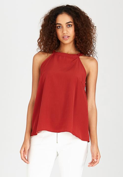 edit - Halterneck Tie-back Cami Mid Brown