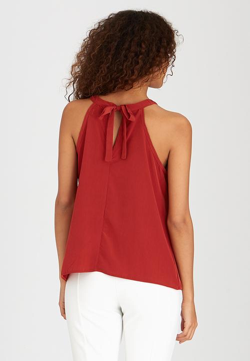 edit - Halterneck Tie-back Cami Mid Brown