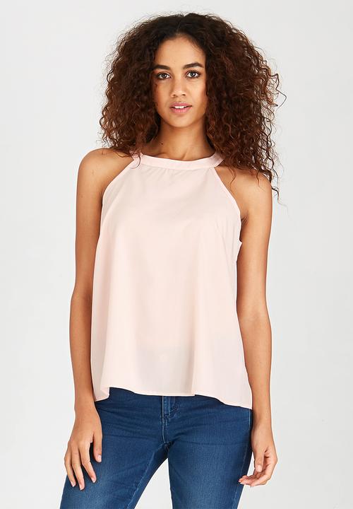 edit - Halterneck Tie-back Cami Pale Pink