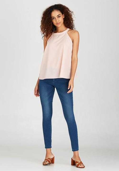 edit - Halterneck Tie-back Cami Pale Pink