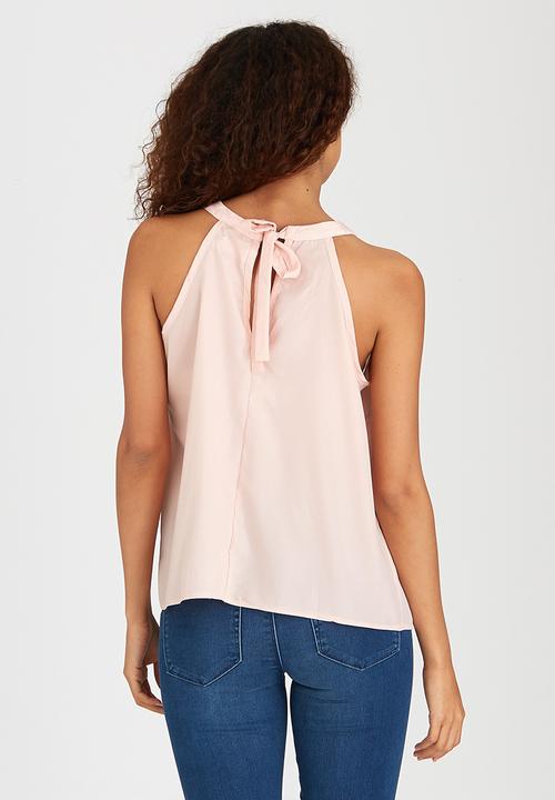 edit - Halterneck Tie-back Cami Pale Pink