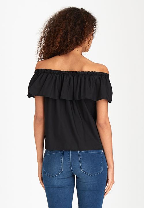 c(inch) - Frill Bardot Blouse Black
