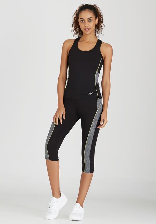 Active Urban College - Lime Trim Gym Tank Black and Grey