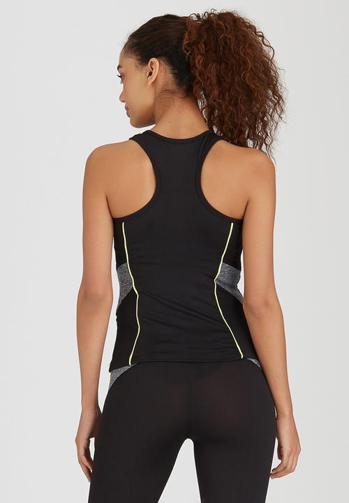 Active Urban College - Lime Trim Gym Tank Black and Grey