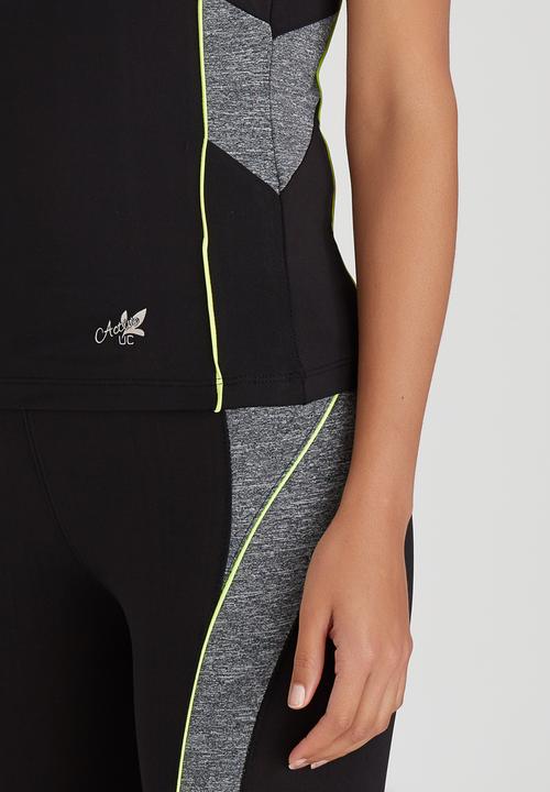 Active Urban College - Lime Trim Gym Tank Black and Grey