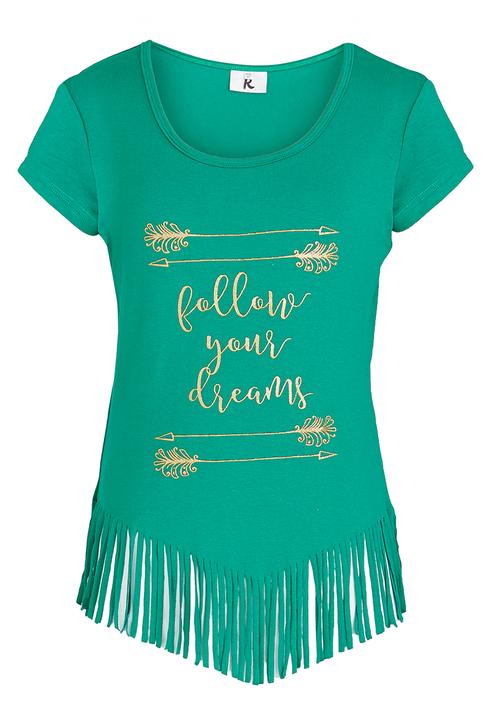 Rebel Republic - Glitter Print Fringe Tee Green