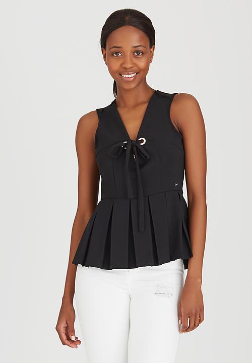 Sassoon - After Dark Pleated Peplum Top Black