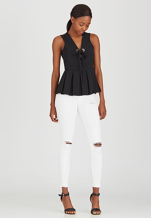 Sassoon - After Dark Pleated Peplum Top Black