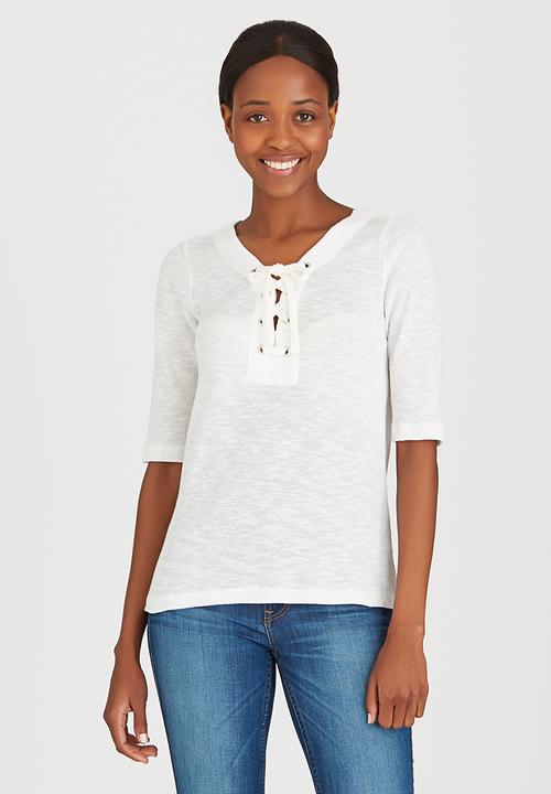 ONLY - Freja Lace Up Top White