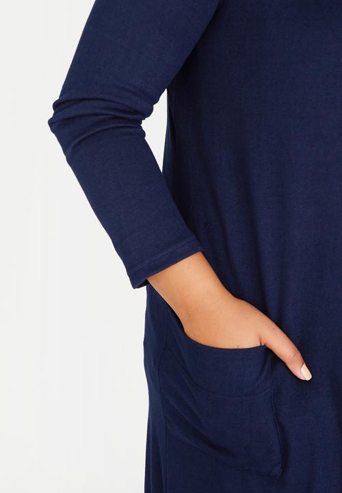 edit Plus - Longer Length Knit Cardigan Navy